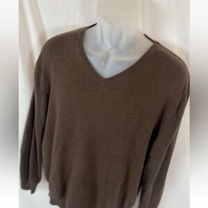 Polo By Ralph Lauren 100% Pima Cotton Brown V Neck Sweater Men’s Size XL Classic